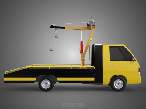 Elektrische Seilwinde, hydraulischer Kran, LKW, Pickup, Fahrzeug 3D Modell