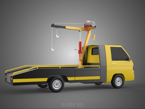 Elektrische Seilwinde, hydraulischer Kran, LKW, Pickup, Fahrzeug 3D Modell