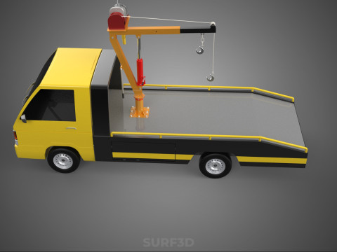 Elektrische Seilwinde, hydraulischer Kran, LKW, Pickup, Fahrzeug 3D Modell