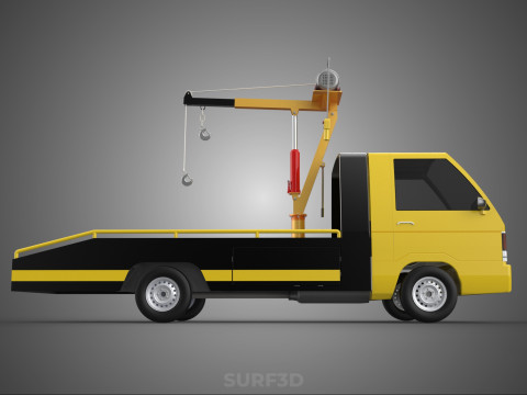 Elektrische Seilwinde, hydraulischer Kran, LKW, Pickup, Fahrzeug 3D Modell