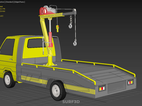 Elektrische Seilwinde, hydraulischer Kran, LKW, Pickup, Fahrzeug 3D Modell