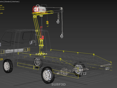 Elektrische Seilwinde, hydraulischer Kran, LKW, Pickup, Fahrzeug 3D Modell