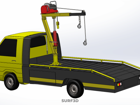 Elektrische Seilwinde, hydraulischer Kran, LKW, Pickup, Fahrzeug 3D Modell