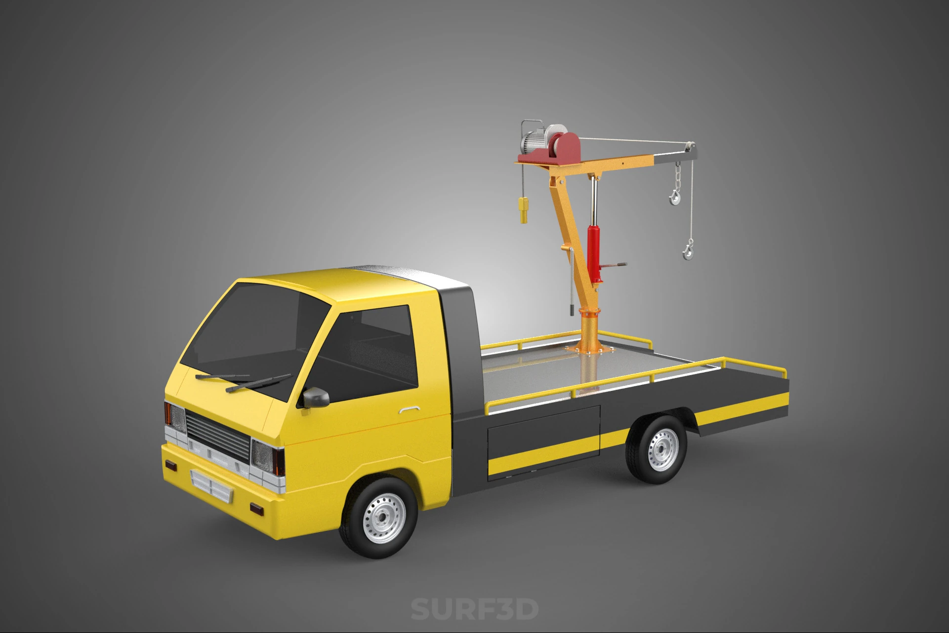 HYDRAULIC CRANE LIFTING ELECTRIC WINCH HOIST TOW TRUCK TOWING 3D Model .c4d .max .obj .3ds .fbx .stl .blend 
