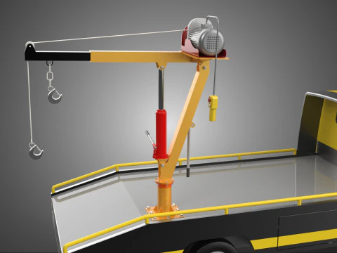 HYDRAULIC CRANE LIFTING ELECTRIC WINCH HOIST TOW TRUCK TOWING 3D Model