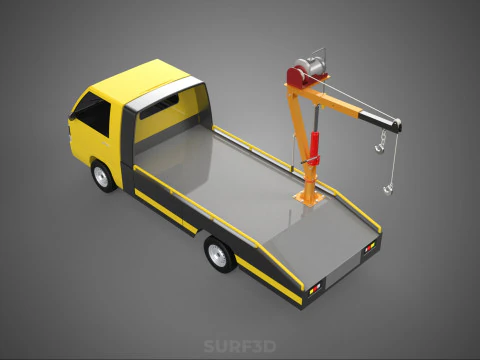 HYDRAULIC CRANE LIFTING ELECTRIC WINCH HOIST TOW TRUCK TOWING 3D Model