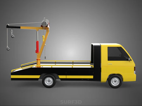 HYDRAULIC CRANE LIFTING ELECTRIC WINCH HOIST TOW TRUCK TOWING 3D Model