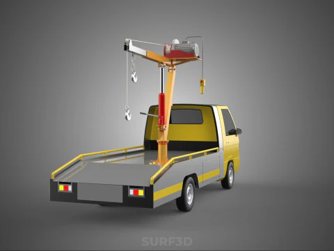 HYDRAULIC CRANE LIFTING ELECTRIC WINCH HOIST TOW TRUCK TOWING 3D Model