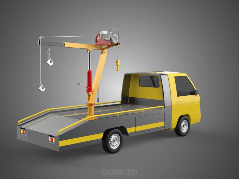 HYDRAULIC CRANE LIFTING ELECTRIC WINCH HOIST TOW TRUCK TOWING 3D Model