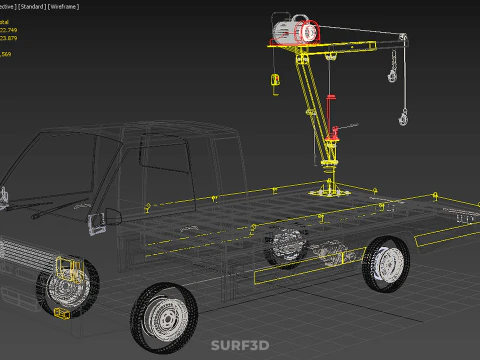 HYDRAULIC CRANE LIFTING ELECTRIC WINCH HOIST TOW TRUCK TOWING 3D Model