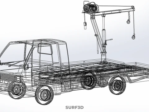 HYDRAULIC CRANE LIFTING ELECTRIC WINCH HOIST TOW TRUCK TOWING 3D Model