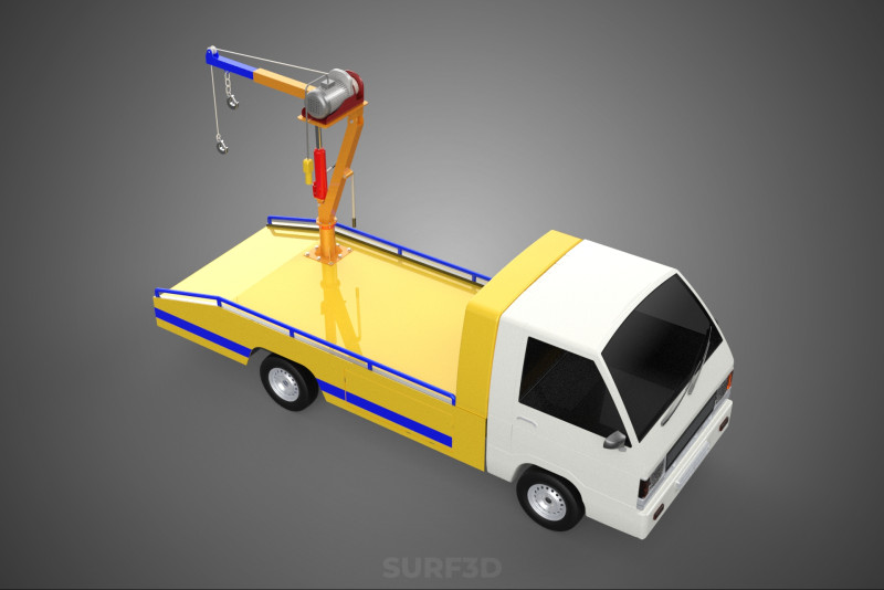 SERVICE TOW TRUCK ROADSIDE OVERHEAD REAR RECOVERY LIFTING CRANE 3D 模型 .c4d .max .obj .3ds .fbx .stl .blend 