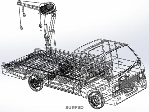 SERVICE TOW TRUCK ROADSIDE OVERHEAD REAR RECOVERY LIFTING CRANE 3D Model