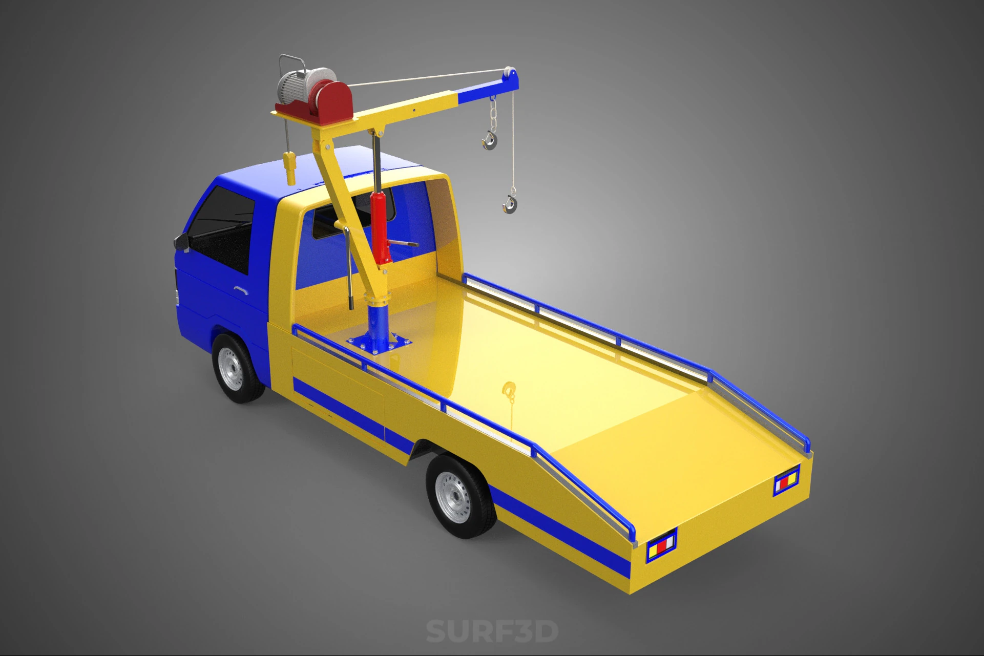 TOWING TOW TRUCK RECOVERY LIFTING CRANE WINCH HOIST BOOM JIB CAR 3D Model .c4d .max .obj .3ds .fbx .stl .blend 