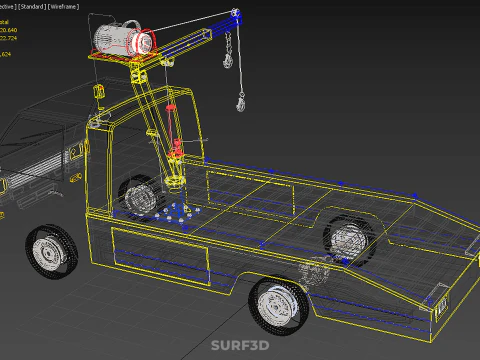TOWING TOW TRUCK RECOVERY LIFTING CRANE WINCH HOIST BOOM JIB CAR 3D Model
