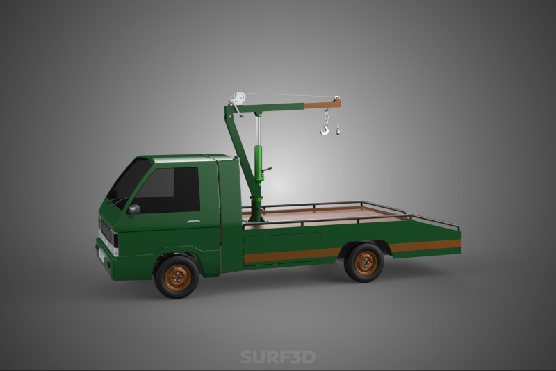MILITARY ARMY FLATBED LIFTING CRANE HOOK TACTICAL RECOVERY TRUCK 3D Модель .c4d .max .obj .3ds .fbx .stl .blend 