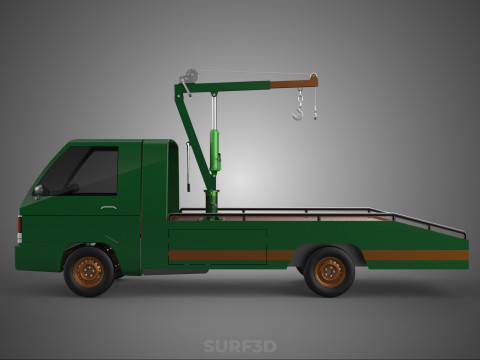 MILITARY ARMY FLATBED LIFTING CRANE HOOK TACTICAL RECOVERY TRUCK 3D Модель