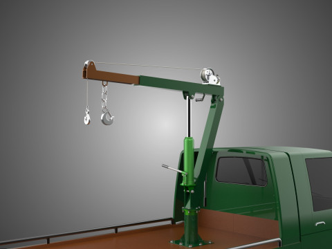 MILITARY ARMY FLATBED LIFTING CRANE HOOK TACTICAL RECOVERY TRUCK 3D Модель