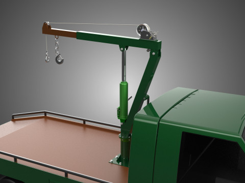 MILITARY ARMY FLATBED LIFTING CRANE HOOK TACTICAL RECOVERY TRUCK 3D Модель