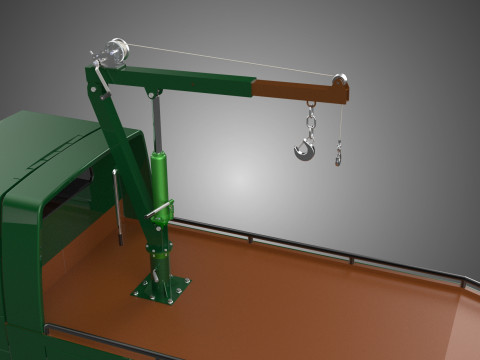 MILITARY ARMY FLATBED LIFTING CRANE HOOK TACTICAL RECOVERY TRUCK 3D Модель