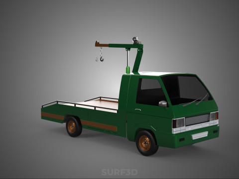 MILITARY ARMY FLATBED LIFTING CRANE HOOK TACTICAL RECOVERY TRUCK 3D Модель