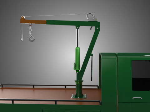 MILITARY ARMY FLATBED LIFTING CRANE HOOK TACTICAL RECOVERY TRUCK 3D Модель