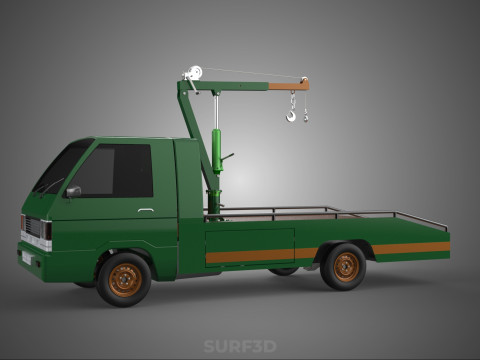 MILITARY ARMY FLATBED LIFTING CRANE HOOK TACTICAL RECOVERY TRUCK 3D Модель