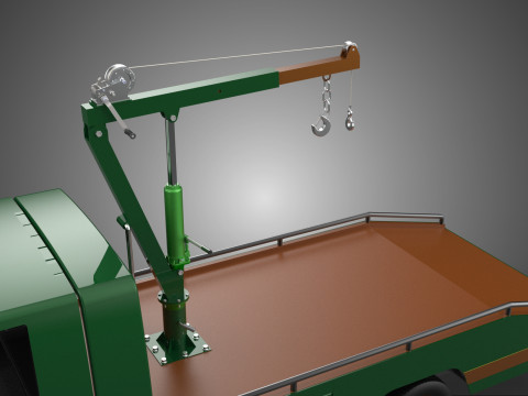 MILITARY ARMY FLATBED LIFTING CRANE HOOK TACTICAL RECOVERY TRUCK 3D Модель