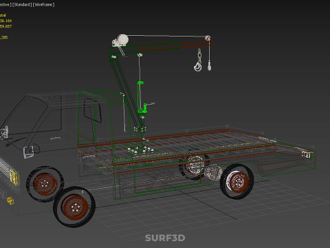 MILITARY ARMY FLATBED LIFTING CRANE HOOK TACTICAL RECOVERY TRUCK 3D Модель