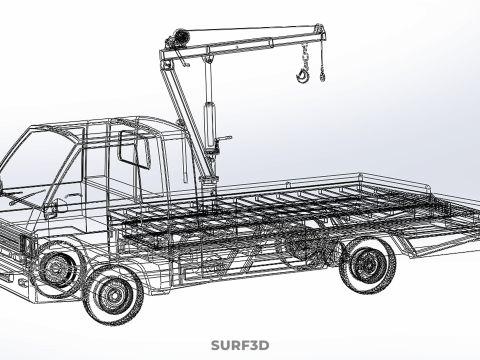 MILITARY ARMY FLATBED LIFTING CRANE HOOK TACTICAL RECOVERY TRUCK 3D Модель