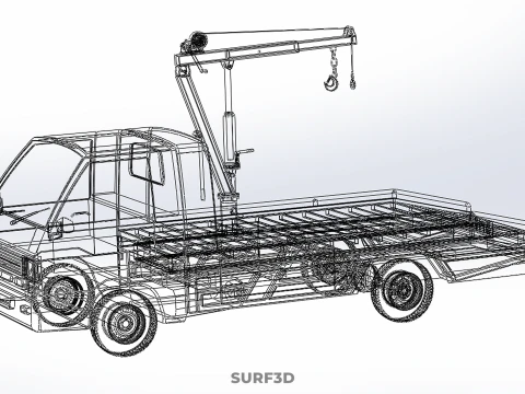 CAMION DI RECUPERO TATTICO CON GANCIO GRU A PIANO DI SOLLEVAMENTO DELL'ESERCITO MILITARE Modello 3D