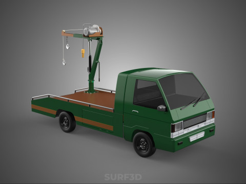 ARMY MILITARY WAR PICKUP TOW TRUCK CRANE WRECKER HOIST WINCH CAR Model 3D