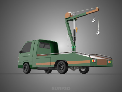 ARMY MILITARY WAR PICKUP TOW TRUCK CRANE WRECKER HOIST WINCH CAR 3D Model