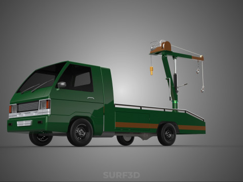 ARMY MILITARY WAR PICKUP TOW TRUCK CRANE WRECKER HOIST WINCH CAR 3D Model