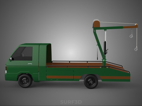 ARMY MILITARY WAR PICKUP TOW TRUCK CRANE WRECKER HOIST WINCH CAR 3D Model