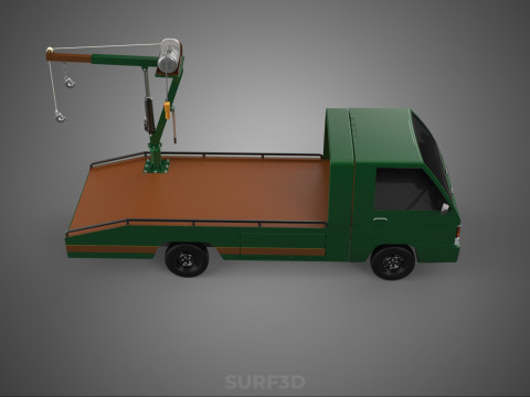ARMY MILITARY WAR PICKUP TOW TRUCK CRANE WRECKER HOIST WINCH CAR 3D Model