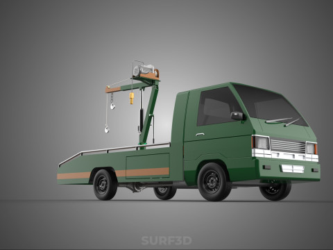 ARMY MILITARY WAR PICKUP TOW TRUCK CRANE WRECKER HOIST WINCH CAR 3D Model
