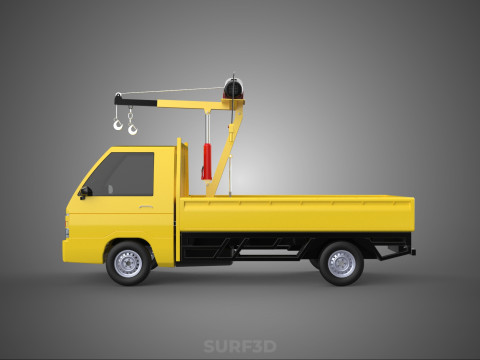 TRUCK PICKUP REMOTE ELECTRIC WINCH HOIST SWIVEL CRANE HOOK JIB Modello 3D