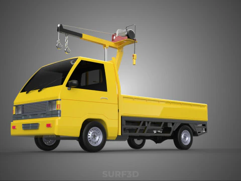 TRUCK PICKUP REMOTE ELECTRIC WINCH HOIST SWIVEL CRANE HOOK JIB 3D Model
