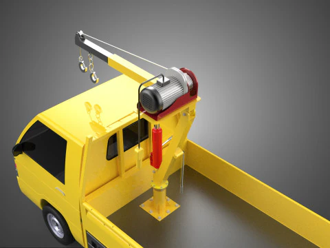 TRUCK PICKUP REMOTE ELECTRIC WINCH HOIST SWIVEL CRANE HOOK JIB 3D Model