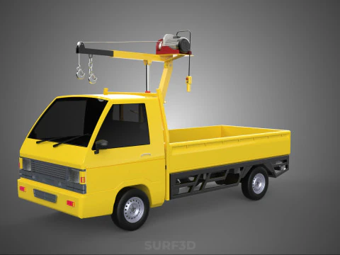 TRUCK PICKUP REMOTE ELECTRIC WINCH HOIST SWIVEL CRANE HOOK JIB 3D Model