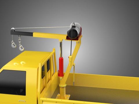 TRUCK PICKUP REMOTE ELECTRIC WINCH HOIST SWIVEL CRANE HOOK JIB 3D 모델