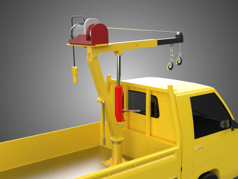 TRUCK PICKUP REMOTE ELECTRIC WINCH HOIST SWIVEL CRANE HOOK JIB 3D 모델