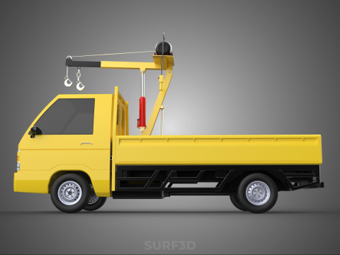 TRUCK PICKUP REMOTE ELECTRIC WINCH HOIST SWIVEL CRANE HOOK JIB 3D 모델