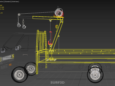 TRUCK PICKUP REMOTE ELECTRIC WINCH HOIST SWIVEL CRANE HOOK JIB 3D 모델