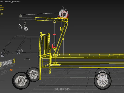 TRUCK PICKUP REMOTE ELECTRIC WINCH HOIST SWIVEL CRANE HOOK JIB 3D Model