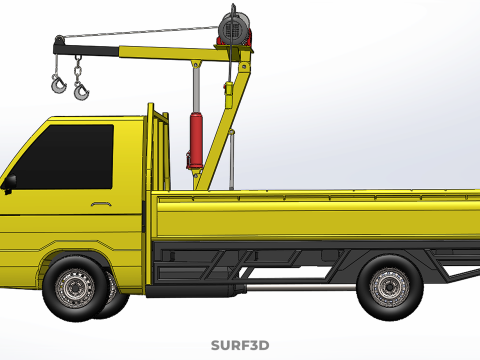 TRUCK PICKUP REMOTE ELECTRIC WINCH HOIST SWIVEL CRANE HOOK JIB 3D 모델