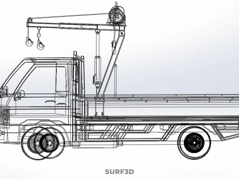TRUCK PICKUP REMOTE ELECTRIC WINCH HOIST SWIVEL CRANE HOOK JIB 3D Model