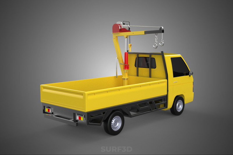 PICKUP TRUCK ELECTRIC WINCH HOIST LIFT BOOM HYDRAULIC CRANE JIB 3D Model .c4d .max .obj .3ds .fbx .stl .blend 