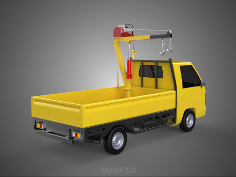 PICKUP TRUCK ELECTRIC WINCH HOIST LIFT BOOM HYDRAULIC CRANE JIB 3D Model